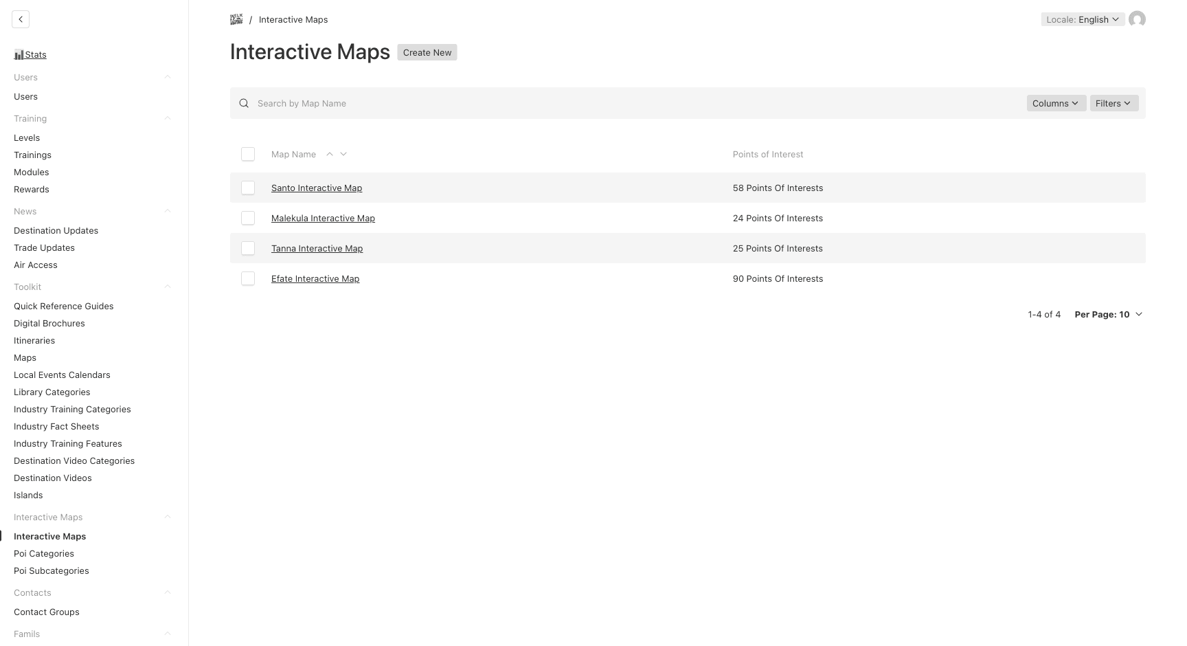 Interactive Maps list