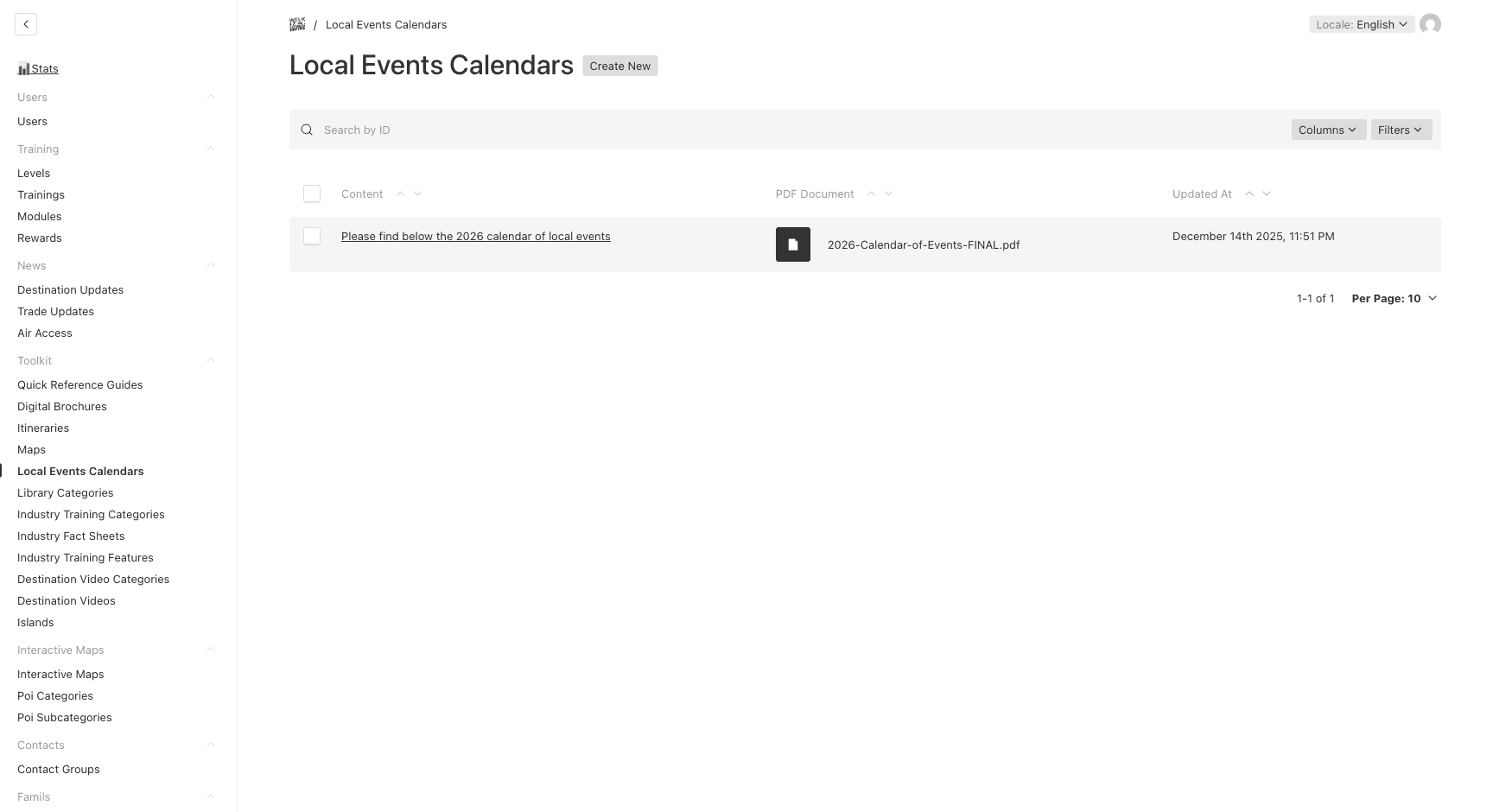 Local Events Calendar